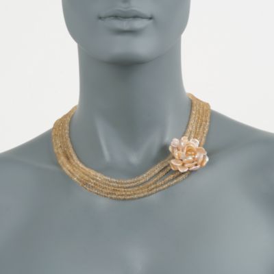 160.00 ct. t.w. Citrine Bead Floral Necklace in 18kt Over Sterling &mdash; Alt Image 2