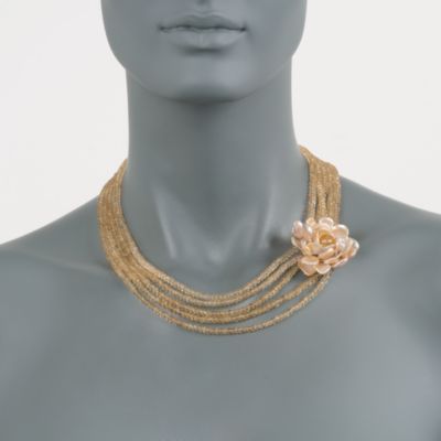 160.00 ct. t.w. Citrine Bead Floral Necklace in 18kt Over Sterling &mdash; Alt Image 3