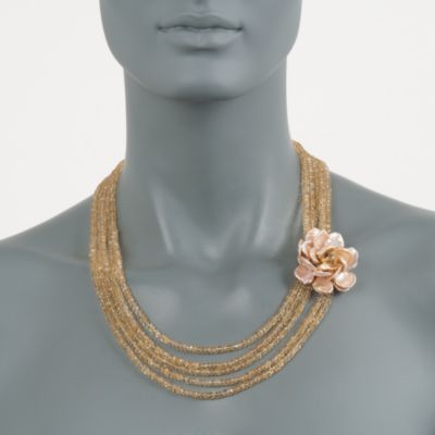 160.00 ct. t.w. Citrine Bead Floral Necklace in 18kt Over Sterling &mdash; Alt Image 4