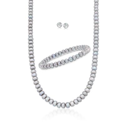 3-pc. 6-7mm Gray Pearl Jewelry Set in Sterling Silver &mdash; Alt Image 1