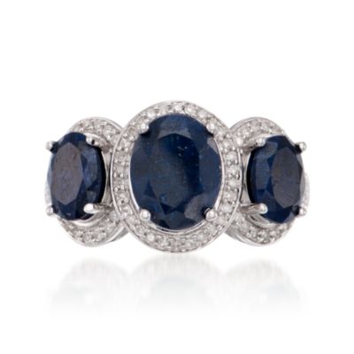 4.10 ct. t.w. Sapphire 3-Stone Ring With Diamonds in Sterling Silver &mdash; Alt Image 1