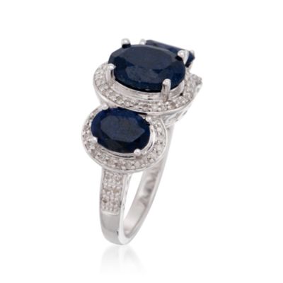4.10 ct. t.w. Sapphire 3-Stone Ring With Diamonds in Sterling Silver &mdash; Alt Image 3