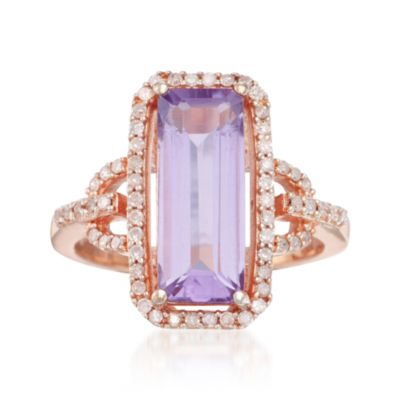 4.00 Carat Amethyst and .30 ct. t.w. Diamond Ring in Vermeil &mdash; Alt Image 1