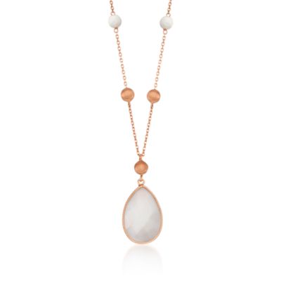 White Agate Necklace in 14kt Rose Gold. 20" &mdash; Alt Image 1