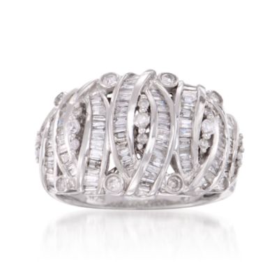 1.14 Carat t.w. Baguette and Round Diamond Ring in Sterling Silver &mdash; Alt Image 1