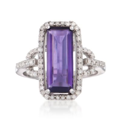 4.00 Carat Amethyst and .30 ct. t.w. Diamond Ring in Sterling Silver &mdash; Alt Image 1