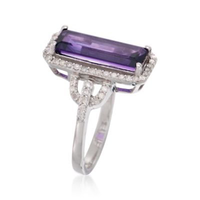 4.00 Carat Amethyst and .30 ct. t.w. Diamond Ring in Sterling Silver &mdash; Alt Image 3