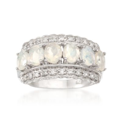 Opal and .18 ct. t.w. Diamond Ring in Sterling Silver &mdash; Alt Image 1