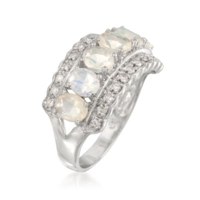 Opal and .18 ct. t.w. Diamond Ring in Sterling Silver &mdash; Alt Image 3
