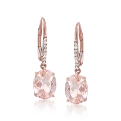 3.50 ct. t.w. Morganite and .11 ct. t.w. Diamond Earrings in 14kt Rose Gold &mdash; Alt Image 1