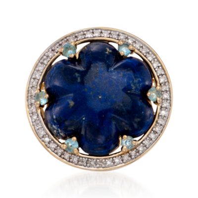 Lapis and .25 ct. t.w. Topaz Ring With .15 ct. t.w. Diamonds in 18kt Gold Over Sterling Silver &mdash; Alt Image 1