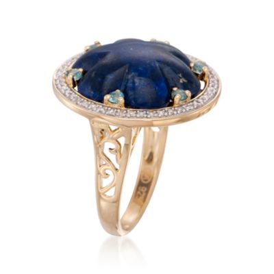 Lapis and .25 ct. t.w. Topaz Ring With .15 ct. t.w. Diamonds in 18kt Gold Over Sterling Silver &mdash; Alt Image 2