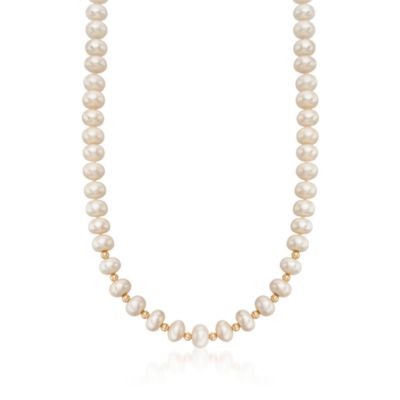10-11mm Pearl Necklace in 14kt Yellow Gold &mdash; Alt Image 1