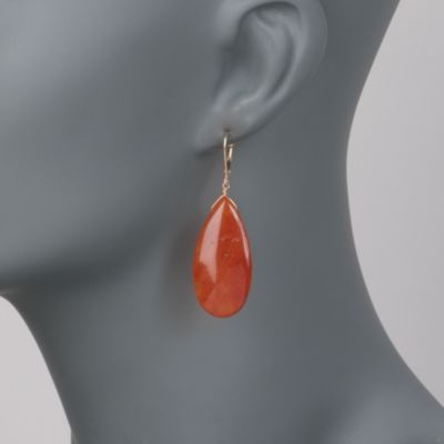 Aventurine Earrings In 14kt Yellow Gold &mdash; Alt Image 2