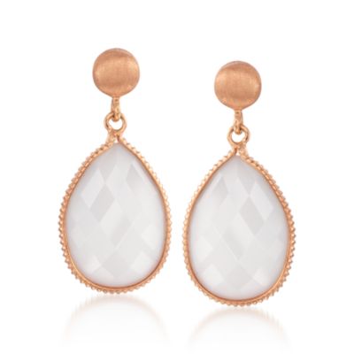 White Agate Drop Earrings In 14kt Rose Gold &mdash; Alt Image 1