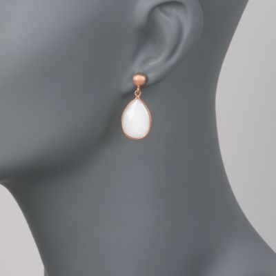 White Agate Drop Earrings In 14kt Rose Gold &mdash; Alt Image 2