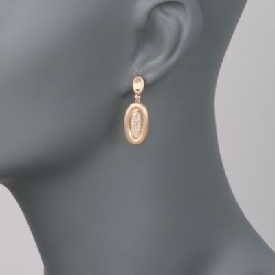 .45 ct. t.w. Diamond Oval Drop Earrings in 14kt Yellow Gold &mdash; Alt Image 2