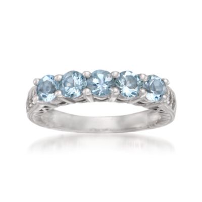 1.15 ct. t.w. Aquamarine 5-Stone Ring in Sterling Silver &mdash; Alt Image 1