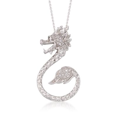 .20 ct. t.w. CZ Dragon Pendant Necklace in Sterling Silver. 18" &mdash; Alt Image 1