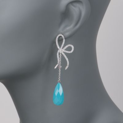 Turquoise and 1.20 ct. t.w. CZ Drop Earrings in Sterling Silver &mdash; Alt Image 2