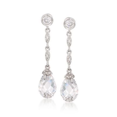 10.60 ct. t.w. CZ Drop Earrings in Sterling Silver &mdash; Alt Image 1