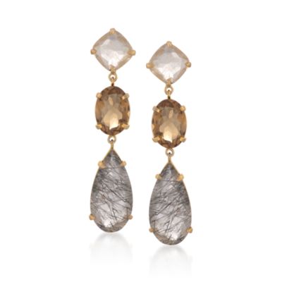 Multi-Shaped Quartz Drop Earrings in 18kt Over Sterling &mdash; Alt Image 1