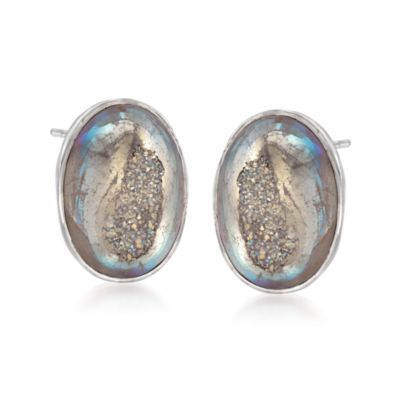 Multicolored Drusy Earrings in Sterling Silver &mdash; Alt Image 1