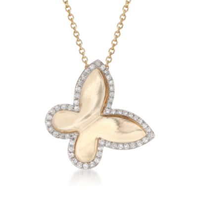 .20 ct. t.w. Diamond Butterfly Pendant Necklace in 14kt Yellow Gold. 16" &mdash; Alt Image 1