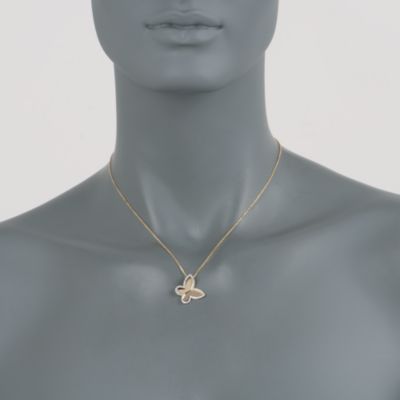 .20 ct. t.w. Diamond Butterfly Pendant Necklace in 14kt Yellow Gold. 16" &mdash; Alt Image 2