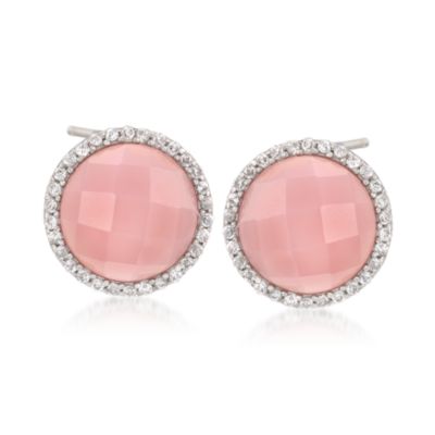 Pink Chalcedony and .60 ct. t.w. CZ Earrings in Sterling Silver &mdash; Alt Image 1