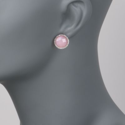 Pink Chalcedony and .60 ct. t.w. CZ Earrings in Sterling Silver &mdash; Alt Image 2
