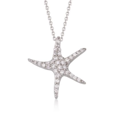 .40 ct. t.w. CZ Starfish Pendant Necklace in Sterling Silver. 18" &mdash; Alt Image 1