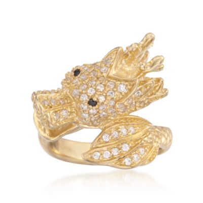 .90 ct. t.w. CZ Dragon Ring in Sterling Silver and 14kt Gold Plate &mdash; Alt Image 1