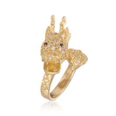 .90 ct. t.w. CZ Dragon Ring in Sterling Silver and 14kt Gold Plate &mdash; Alt Image 3