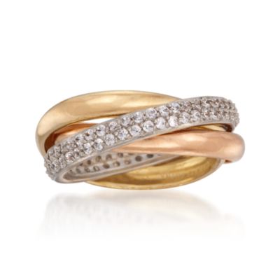 1.00 ct. t.w. CZ Twist Ring in Sterling Silver and 14kt Gold Plate &mdash; Alt Image 1