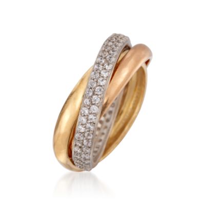 1.00 ct. t.w. CZ Twist Ring in Sterling Silver and 14kt Gold Plate &mdash; Alt Image 3