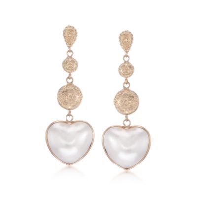 Mabe Pearl Heart Earrings in 14kt Yellow Gold &mdash; Alt Image 1