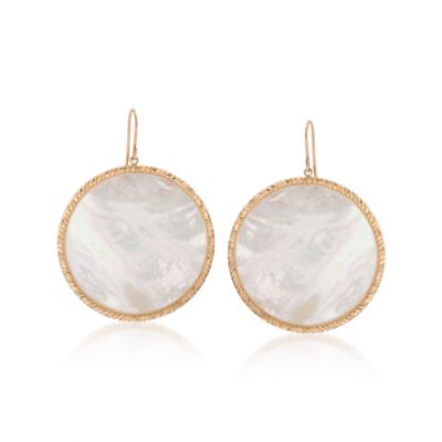 Italian Mother-Of-Pearl Earrings in 14kt Yellow Gold &mdash; Alt Image 1