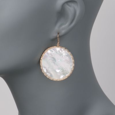 Italian Mother-Of-Pearl Earrings in 14kt Yellow Gold &mdash; Alt Image 2