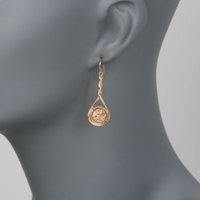 Italian Golden Drusy Twist Earrings in 14kt Yellow Gold &mdash; Alt Image 2