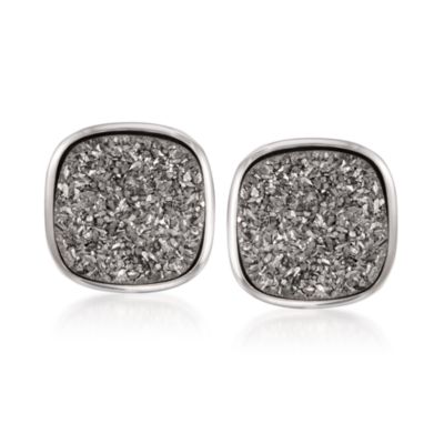 Italian Silver Drusy Earrings in Sterling Silver &mdash; Alt Image 1
