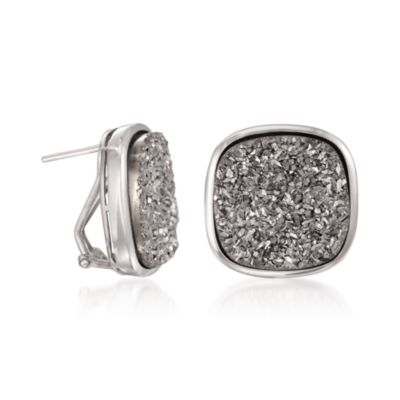 Italian Silver Drusy Earrings in Sterling Silver &mdash; Alt Image 3