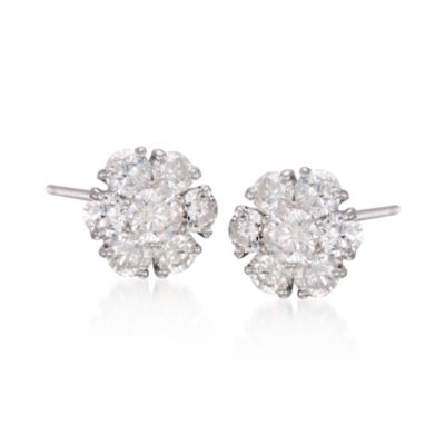 1.25 ct. t.w. Diamond Floral Earrings in Platinum &mdash; Alt Image 1