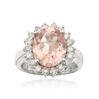 Morganite and Diamond Ring in 14kt White Gold. Size 5.5 &mdash; Alt Image 1