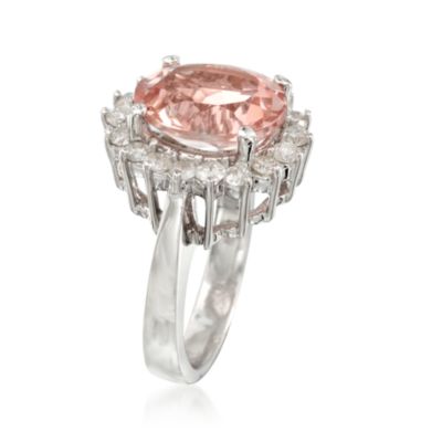 Morganite and Diamond Ring in 14kt White Gold. Size 5.5 &mdash; Alt Image 3