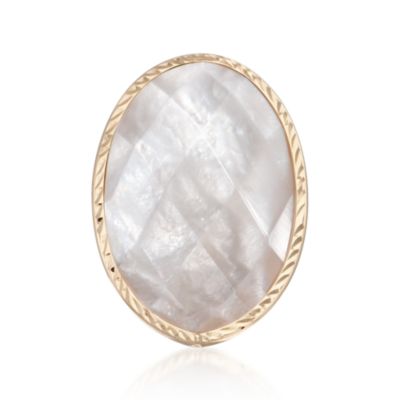 Italian Mother-Of-Pearl Ring in 14kt Yellow Gold. Size 8 &mdash; Alt Image 1