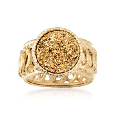 Italian Golden Drusy Ring in 14kt Yellow Gold &mdash; Alt Image 1