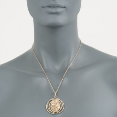 Italian Golden Drusy Spiral Drop Necklace in 14kt Yellow Gold. 18" &mdash; Alt Image 2
