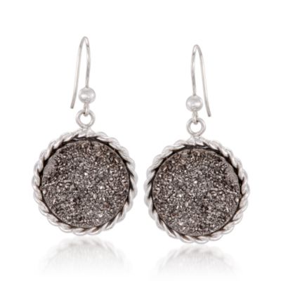 Italian Silver Drusy Earrings in Sterling Silver &mdash; Alt Image 1