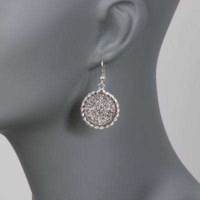 Italian Silver Drusy Earrings in Sterling Silver &mdash; Alt Image 2